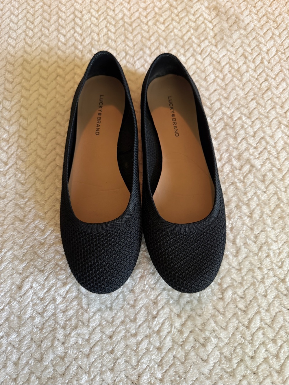 Lucky Brand Erin Black Women's Knit Ballet Flats Size 8